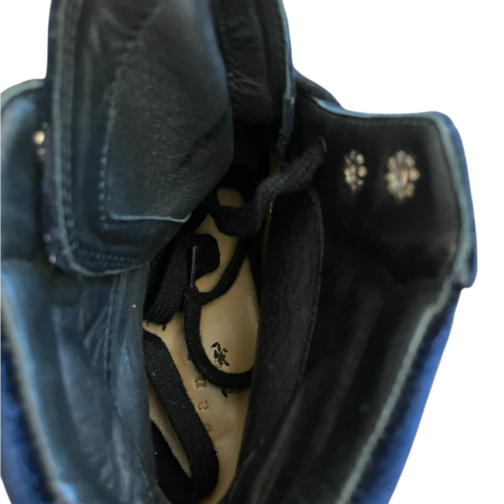 SANDRO Paris Aron Blue Quilted Velvet Combat Hiker Boots - Picture 12 of 15